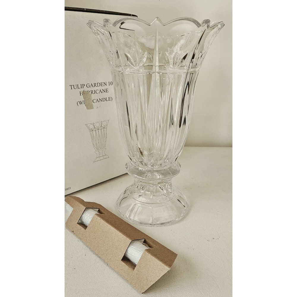 Crystal Tulip Garden 10" Hurricane Candle Holder